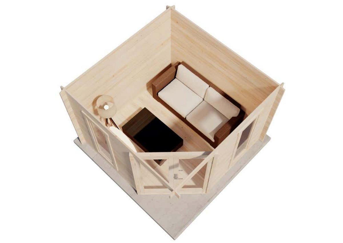GARTENHAUS Holz Liwa Compact - Naturfarben, Holz (312/266/312cm) - Alpholz