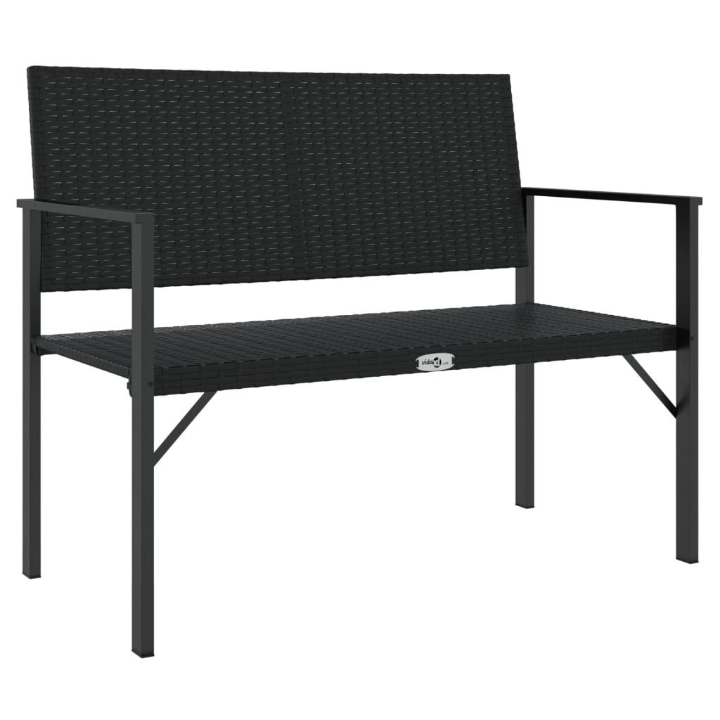 GARTENBANK 2-Sitzer Schwarz Poly Rattan - Schwarz, Kunststoff (109/88/62cm) - furnicato