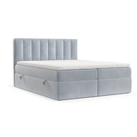 BOXBETT Bari 200/200 cm Hellgrau im Paros Stoff - Hellgrau, Holz/Holzwerkstoff (200/200cm) - AltaBeds