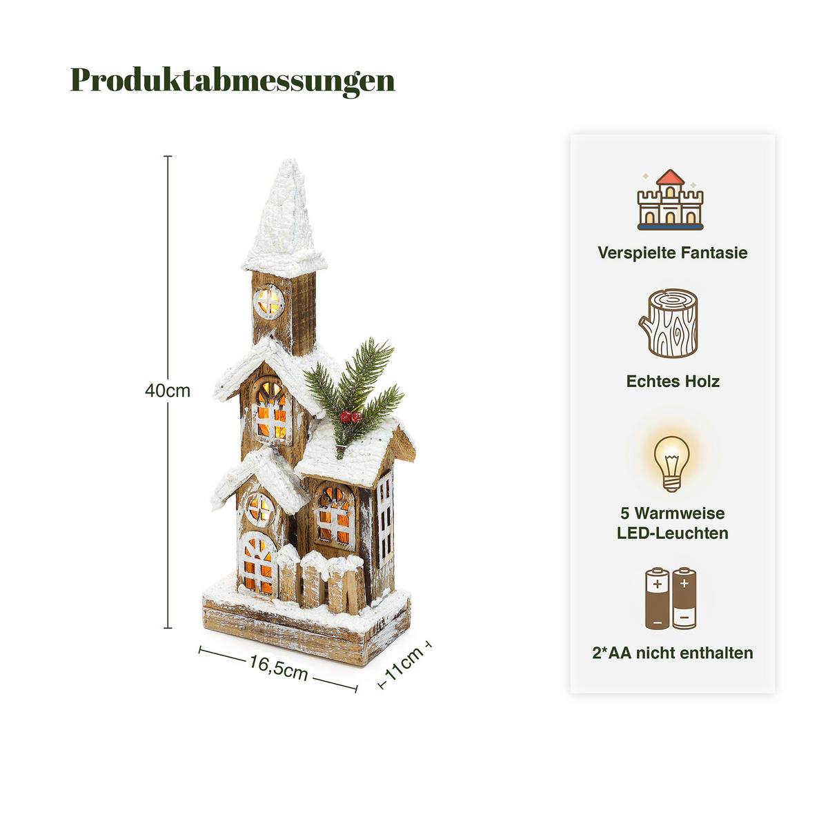 WEIHNACHTSHAUS HTHD0248 - Braun, Holz (11/40/17cm) - Hometopia