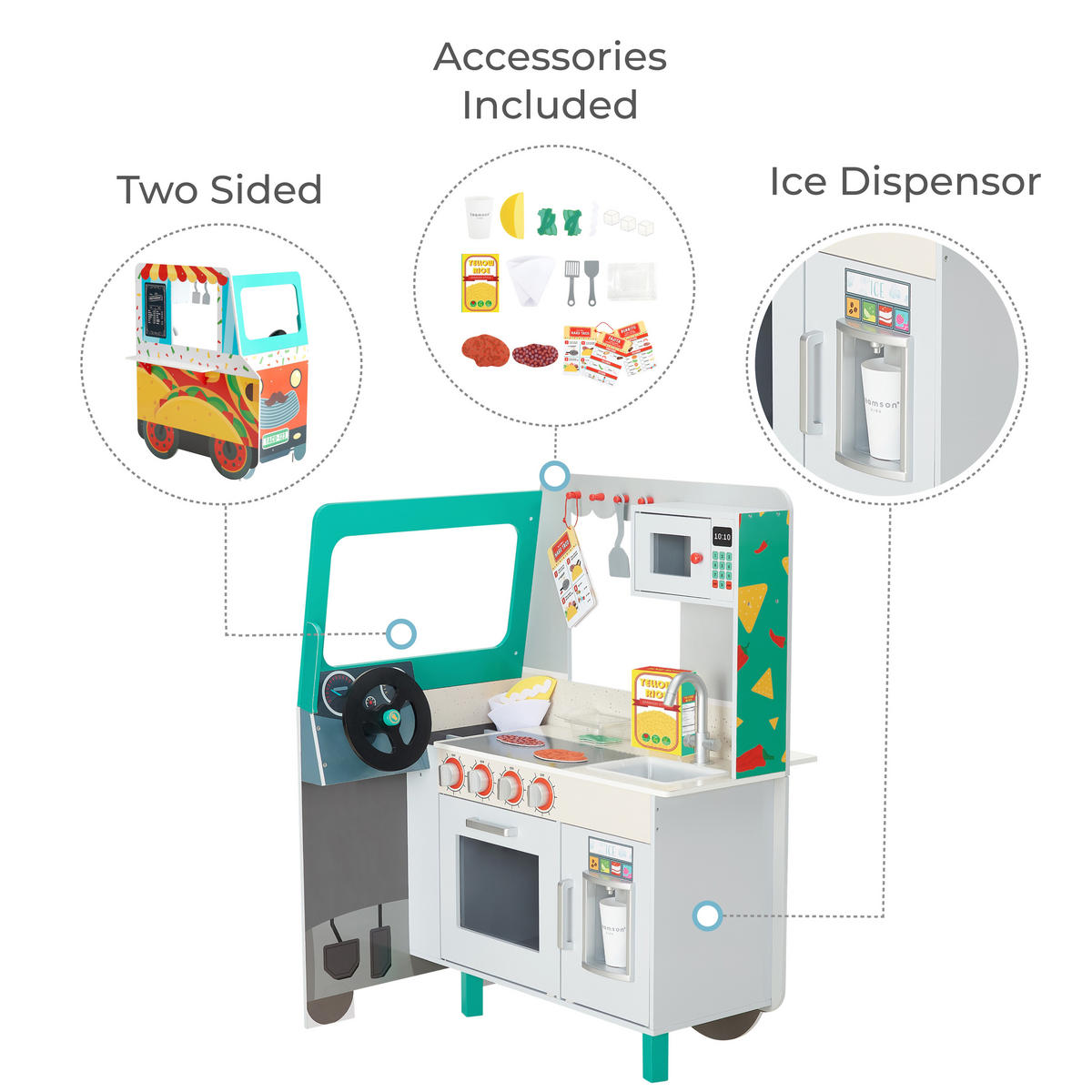 TACO-TRUCK Spielset, Mehrfarbig, 96cm - Multicolor, Holz (81/96/61cm) - Teamson Kids