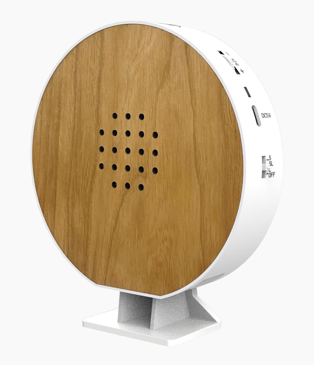 NATURGERÄUSCHEBOX - Echtholz mit Bewegungsmelder und LED-Beleuchtung für entspannende Klänge, Rund Kirschholz - Kirschbaumfarben, Holz (4.1/13/14.5cm) - Northpoint