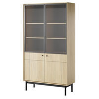 VITRINE 100 cm Lunaris 2 Türen, geriffelter Glasfront, Eiche Linea - Eichefarben, Holz (103/185/39cm) - Emporius