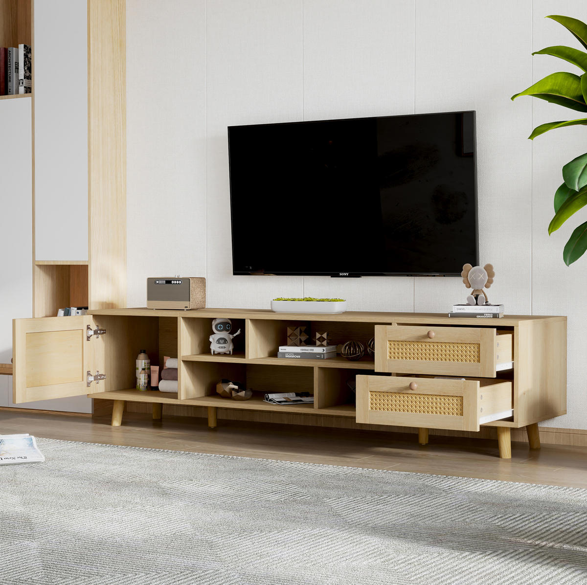 TV-SCHRANK mit Kabelführung 160 cm in Eiche mit 2 Schubladen und 1 Tür - Braun, Holzwerkstoff (39/40.5/160cm) - Beauniv