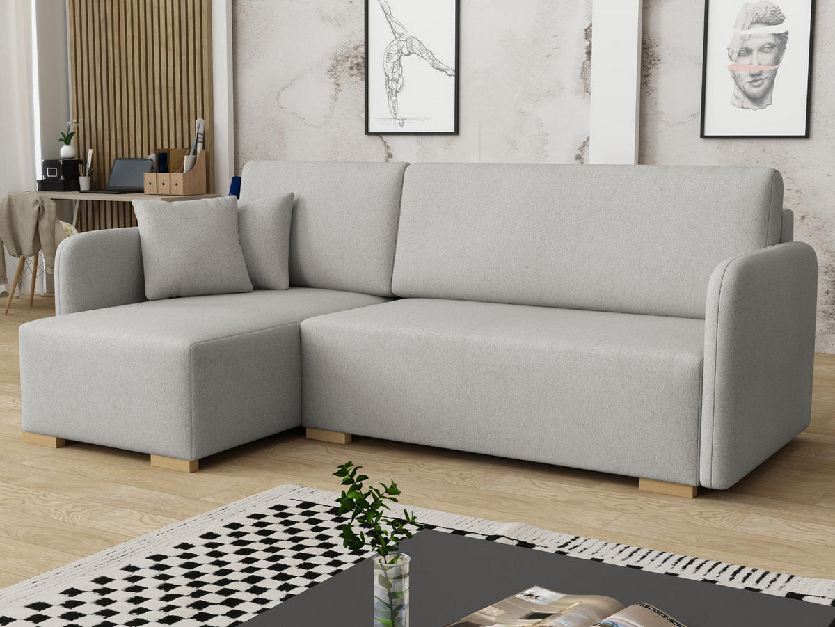 ECKSOFA Como L - Naturfarben/Grau, Holz/Textil (220/140cm) - MIRJAN24