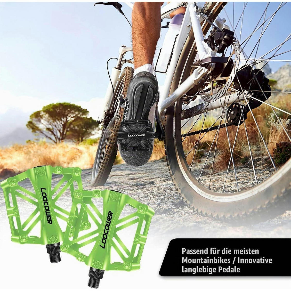 FAHRRADPEDALE Aluminiumlegierung Grün 9/16 Zoll Set - Grün, Metall (10/2.5/12cm)