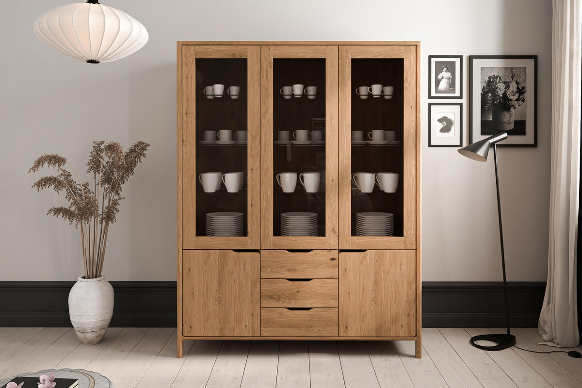 VITRINE PAUL - Wildeiche, Holz (140/188/40cm) - byoak