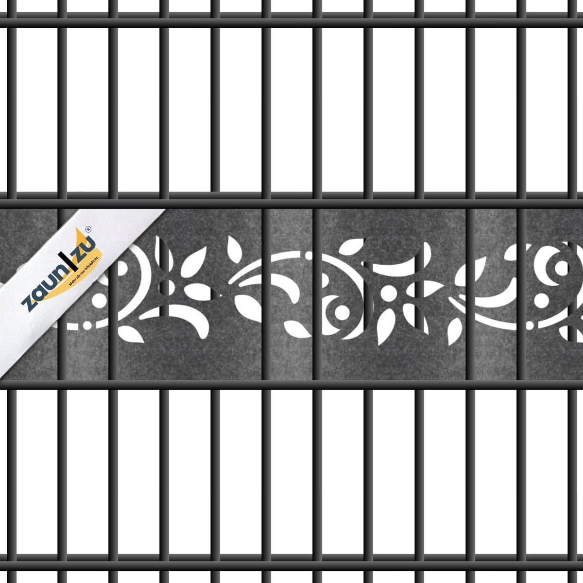 SICHTSCHUTZSTREIFEN Design Vlies Dekor Floral1 Einzelstreifen Schwarzgrau 2,55m - Schwarz, Kunststoff (260/19cm) - ZAUN|ZU