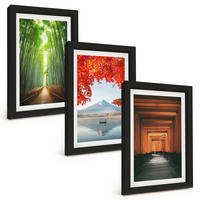 BILDER SET 3er Set - 20x30 cm Schwarzer Rahmen - Fuji-Bambuswaldlandschaft - Schwarz, Kunststoff (20/30cm) - TULUP