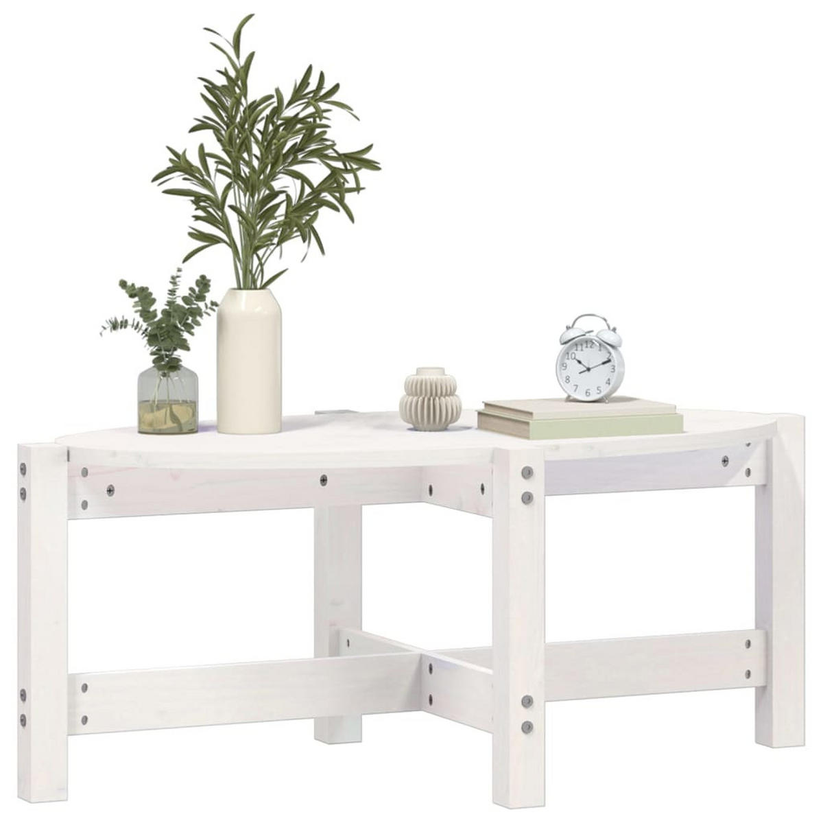 COUCHTISCH Weiß 87x48x35 cm Massivholz Kiefer - Weiß, Holz (87/48/35cm) - furnicato
