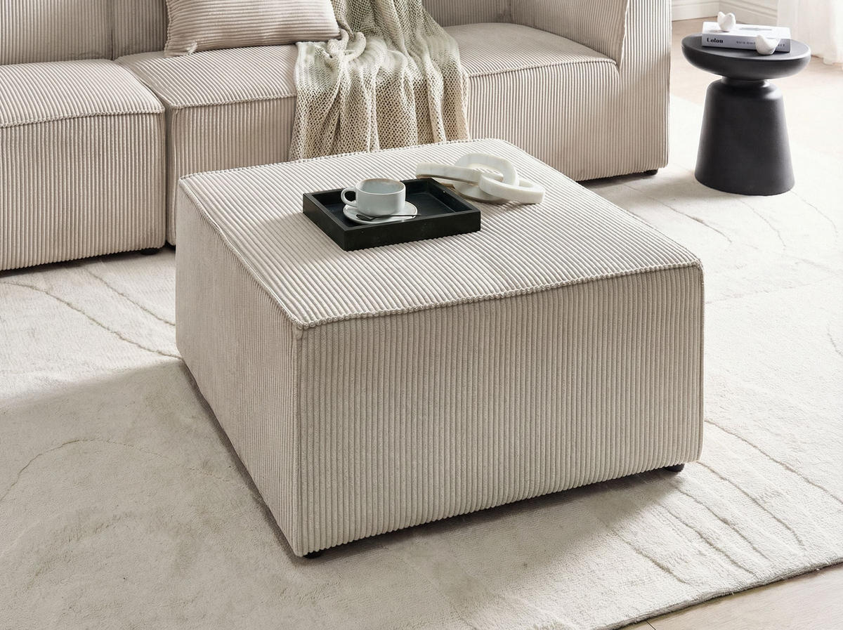OTTOMANE Cord Beige Lemvig - Beige, Textil (83/41/83cm) - Beliani