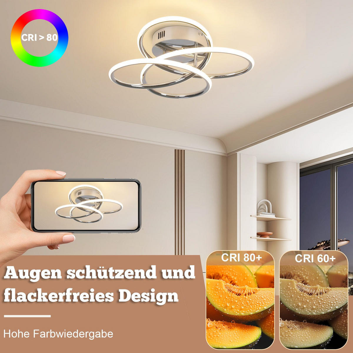 LED-DECKENLEUCHTE Lumpkin 33/36/14cm - Chromfarben, Metall (36/33/14cm) - Nettlife