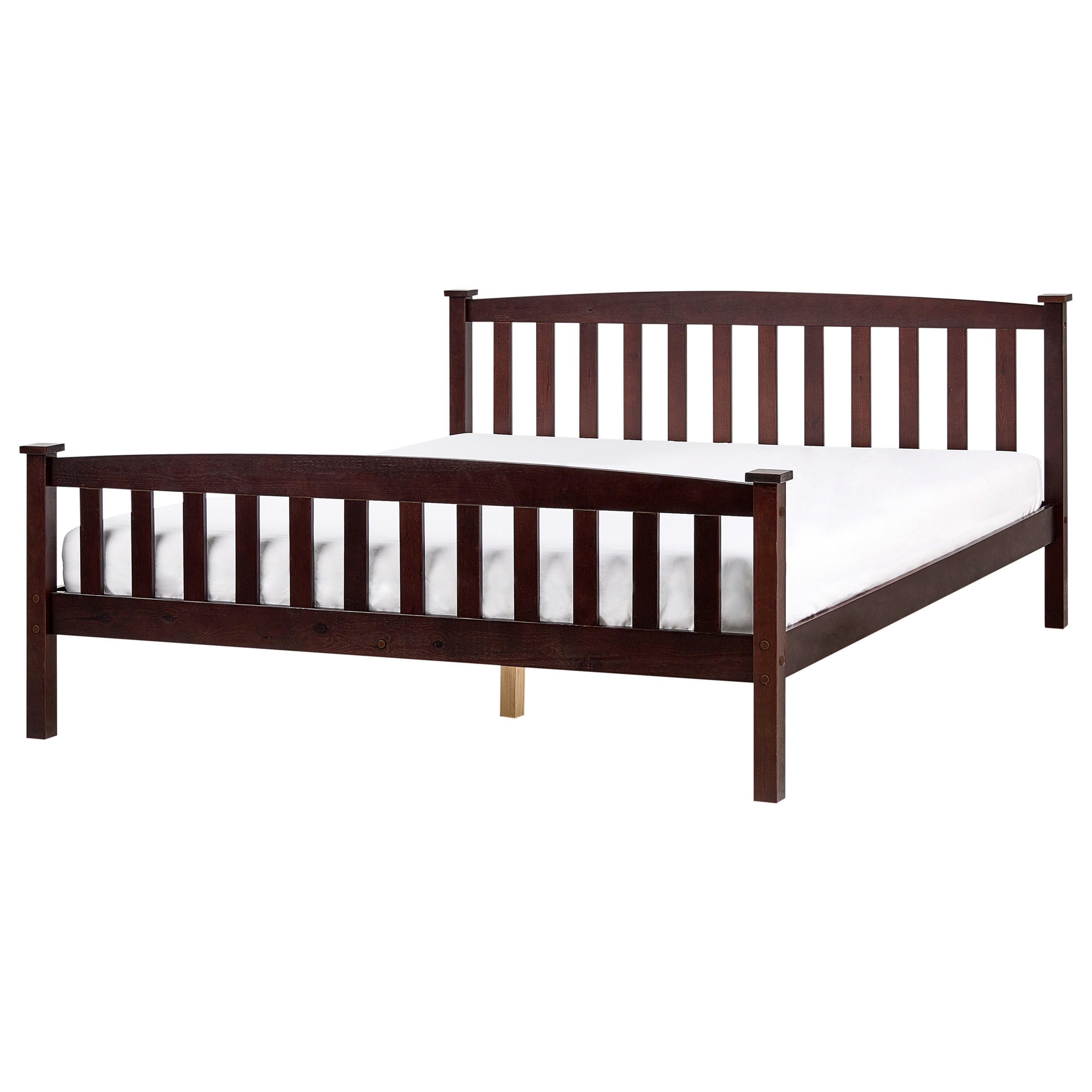BETT mit Lattenrost 160/200 cm Kiefernholz Dunkelbraun Giverny - Dunkelbraun, Holz (160/200cm) - Beliani