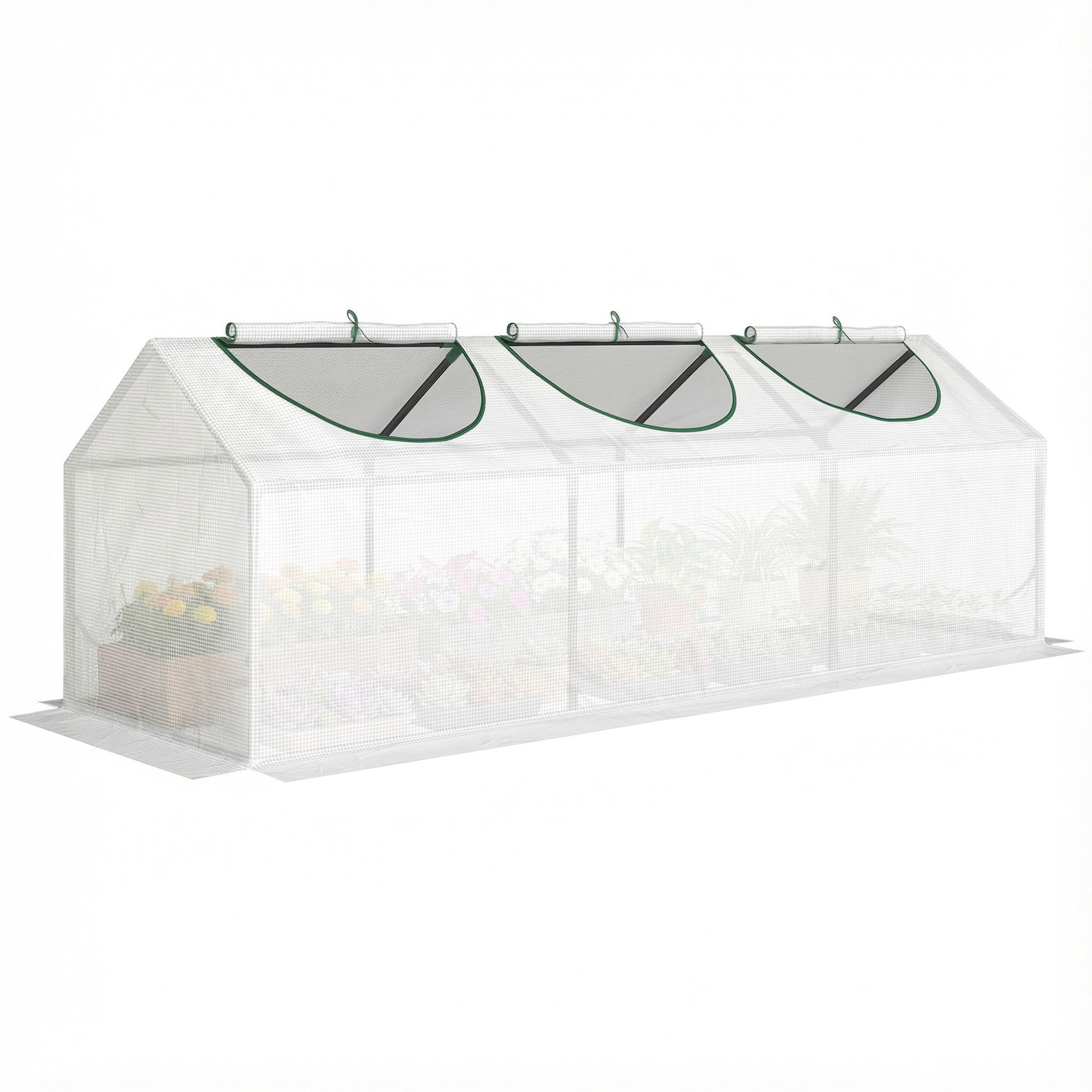 GEWÄCHSHAUS DE-12073 3 Rollfenster Weiß - Weiß, Kunststoff (60/60/180cm) - ComfortXL
