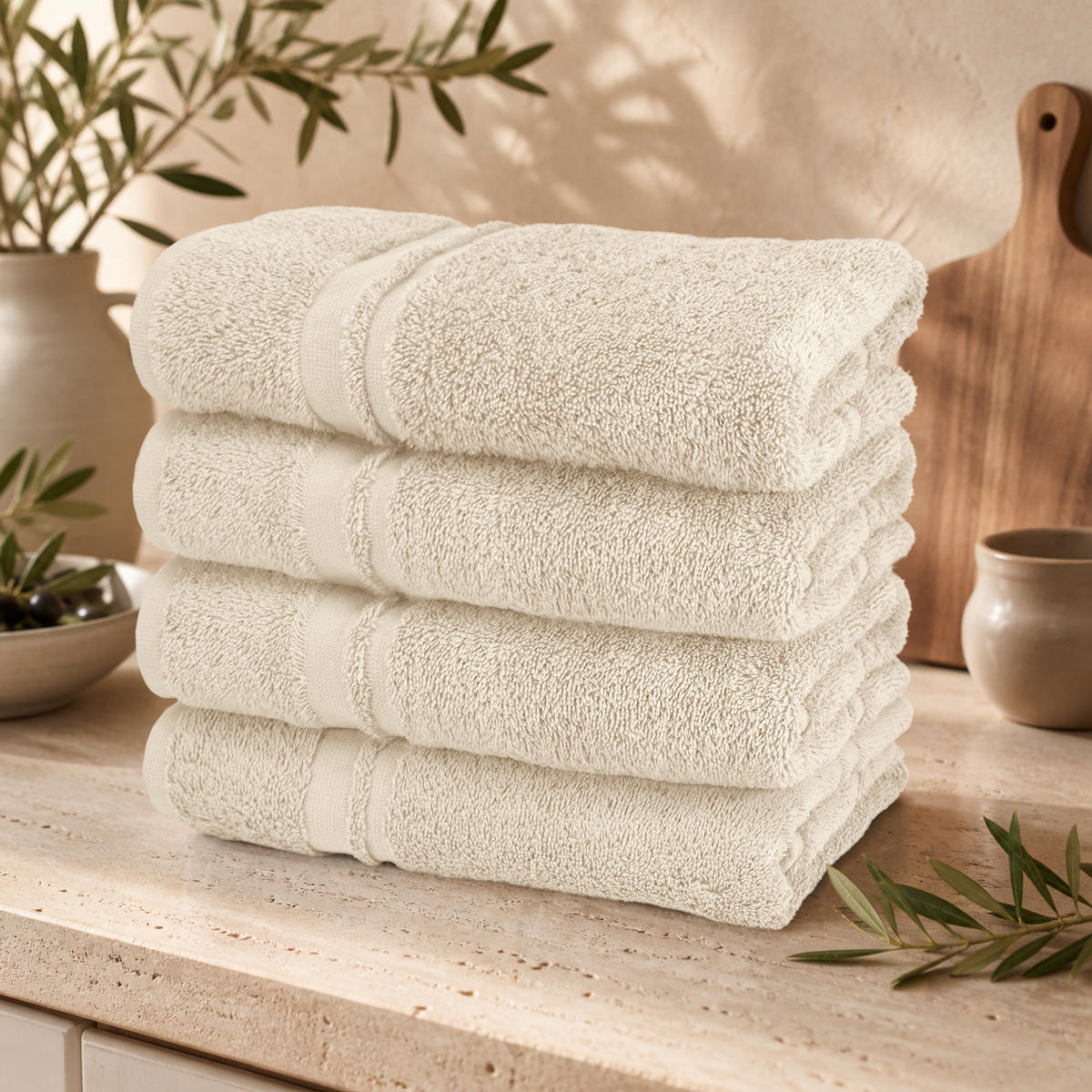 FROTTEE Küchenhandtücher 50x50 cm, 4er Set, Natur - Naturfarben, Textil (50/50cm) - Lashuma
