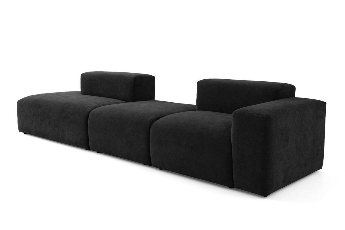 4-SITZER modulares Sofa HEAVEN SET 4 Links, Breite 335 cm Webstoff Schwarz - Schwarz, Holz/Kunststoff (335/71/102cm) - Muffo