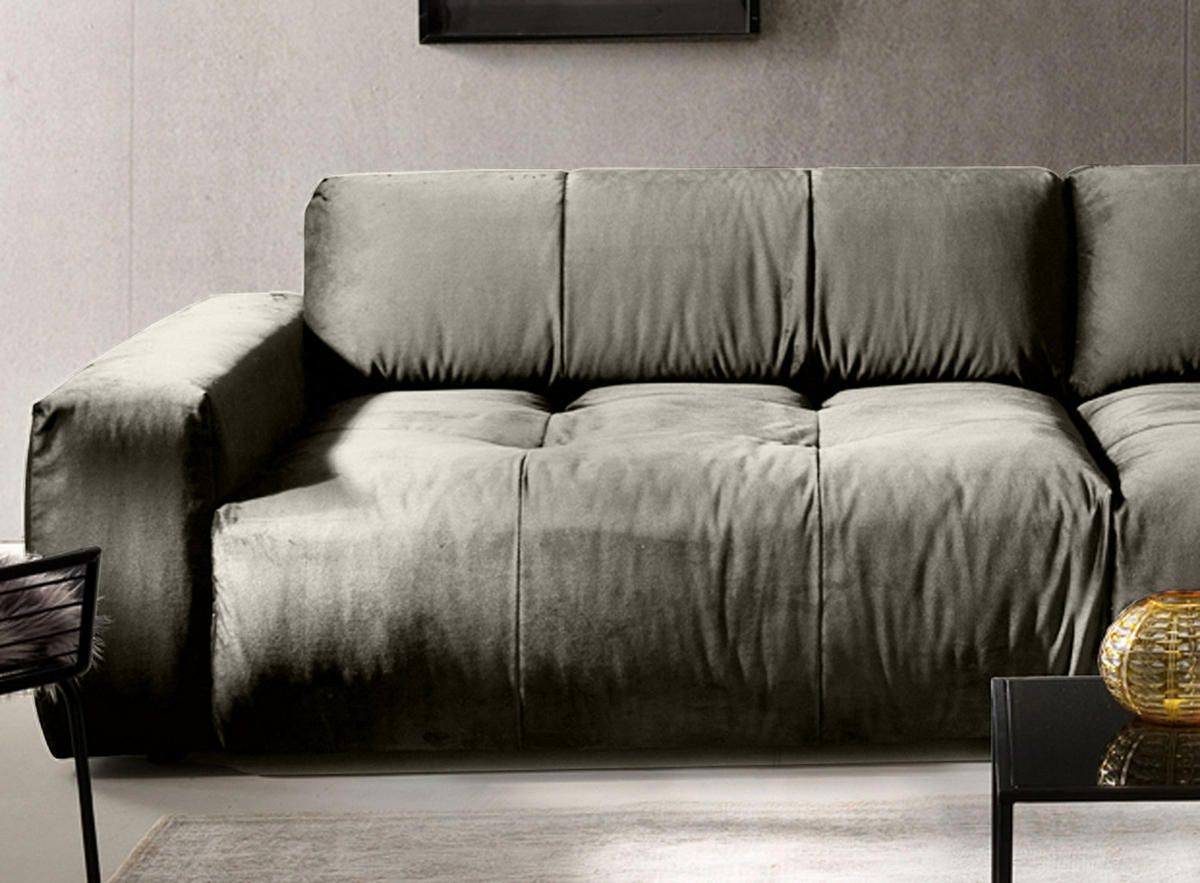 SOFA MIT SITZTIEFENVER. PALACE Silber Webstoff - Silberfarben, Textil (298/74/120cm) - KAWOLA
