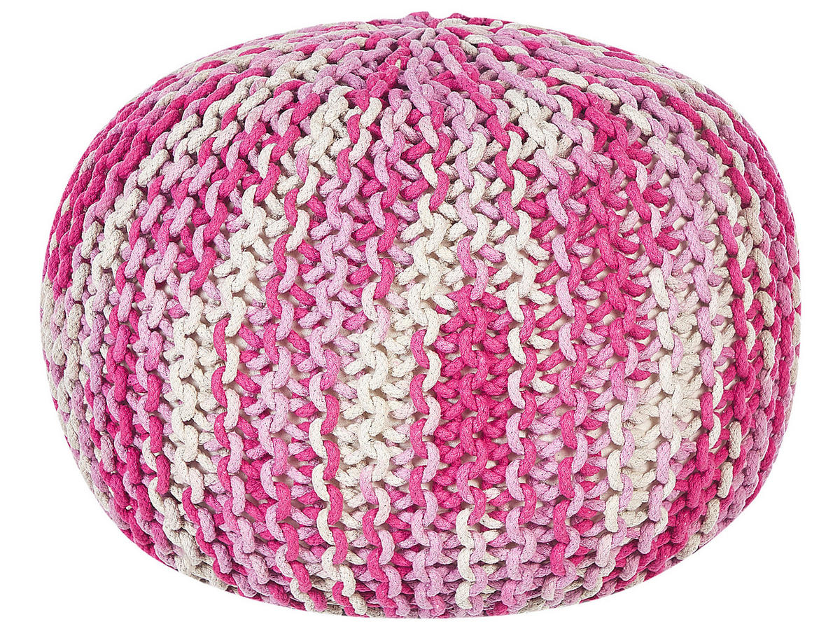 POUF Conrad 50/50/35 cm - Weiß, Naturmaterialen/Textil (50/35/50cm) - Beliani