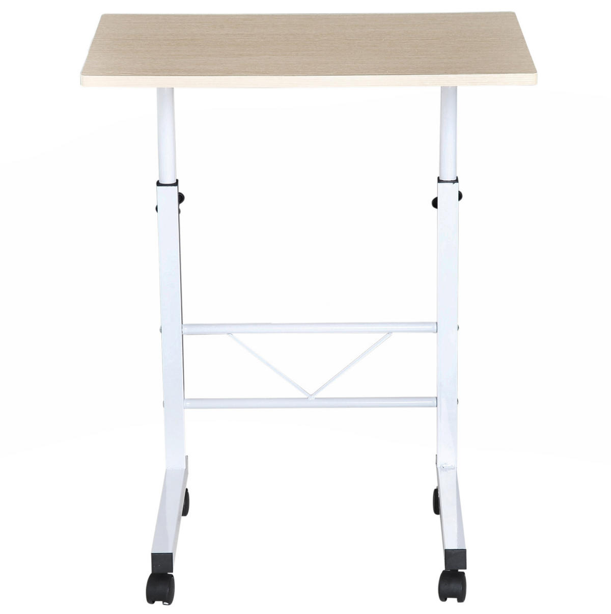 BEISTELLTISCH höhenverstellbar 60/40/68-78 cm mit Rollen in Ahorn-Optik - Ahornfarben, Metall (60/40/78cm) - BEAOK