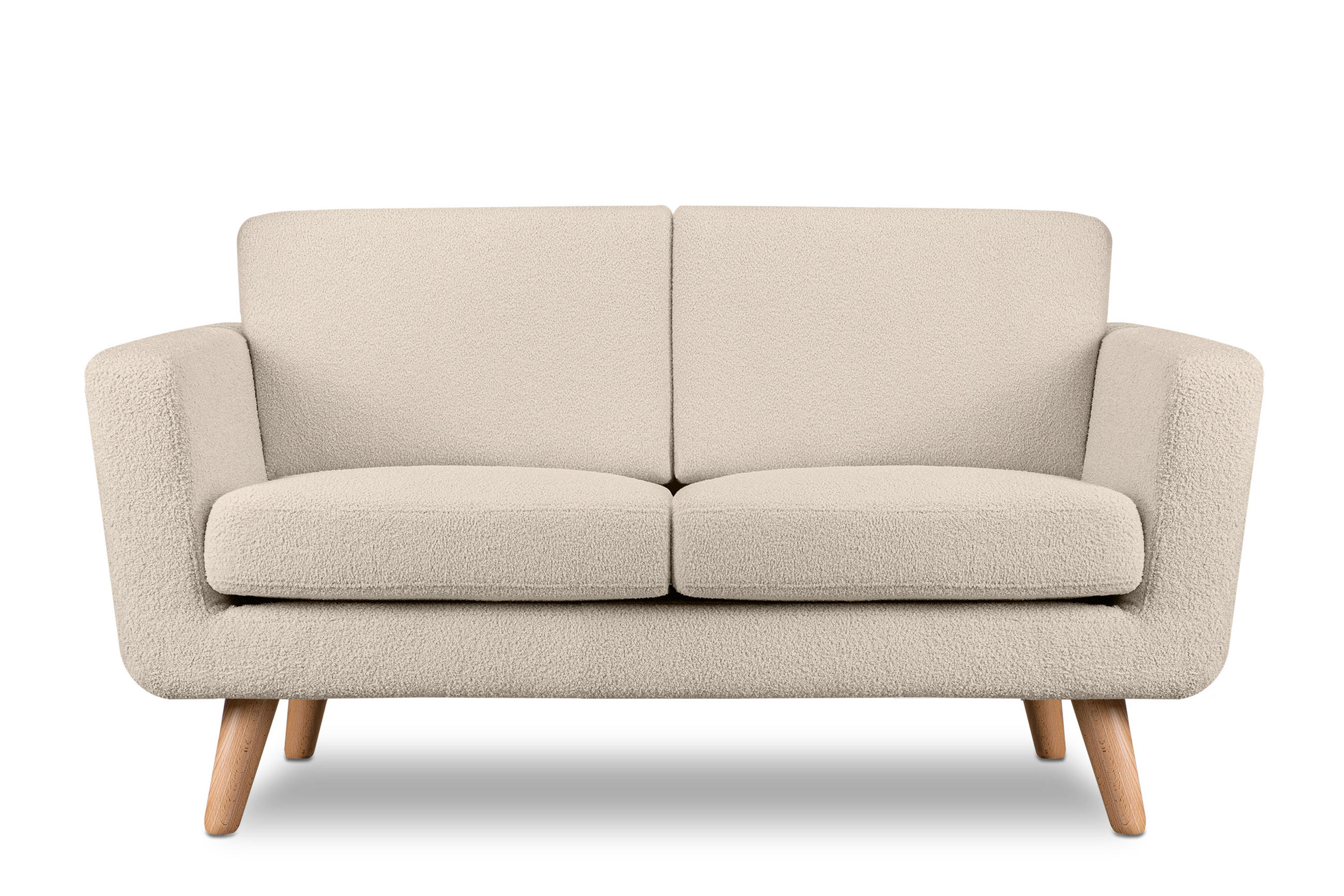 SOFA TAGIO mit Armlehnen, Creme - Creme/Braun, Buchenholz/Textil (153/80/84cm) - KONSIMO®