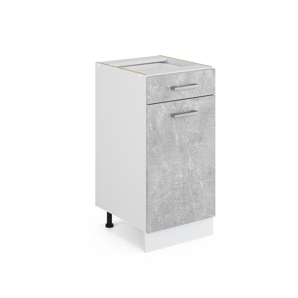 UNTERSCHRANK R-Line Beton 40 cm mit Schublade, ohne AP - Weiß/Grau, Holzwerkstoff (40/81.6/46cm) - Vicco