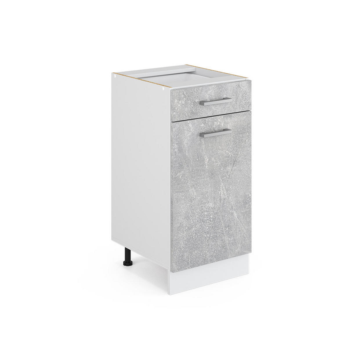 UNTERSCHRANK R-Line Beton 40 cm mit Schublade, mit Arbeitsplatte - Weiß/Grau, Holzwerkstoff (40/81.6/60cm) - Vicco