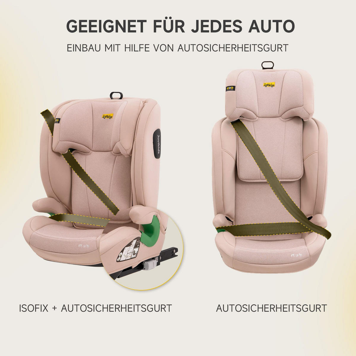 AUTOKINDERSITZ Kindersitzerhöhung i-Size R129& Verstellbare Kopfstütze - Rosa, Textil (44/80/46cm) - Gisaae