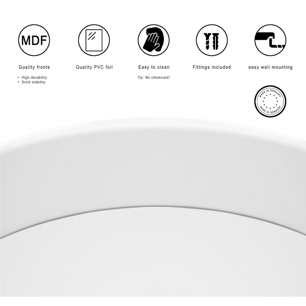 Thumbnail - Vladon Spiegel, Schwarz, Holzwerkstoff, Rund, 80x80x2 cm, Spiegel, Wandspiegel