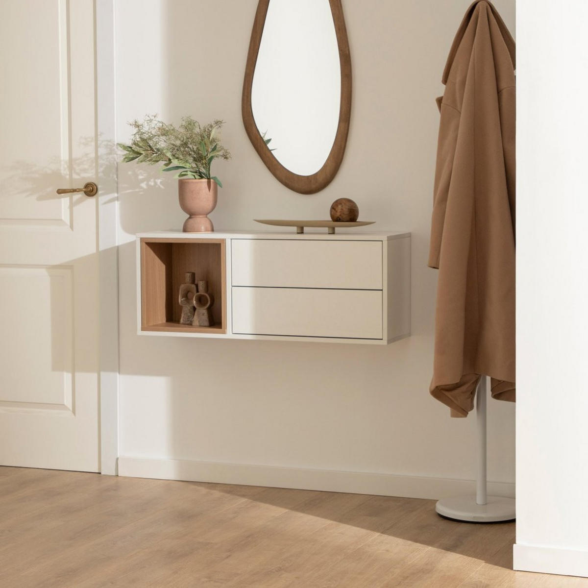 KONSOLE SCHWEBENDES ELEMENT IM FLUR Hazan Zweifarbig 90 cm x 35 cm - Multicolor, Holzwerkstoff (90/35/25cm)