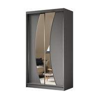 KLEIDERSCHRANK mit Spiegel-Schiebetüren und Aluminium-Leisten - VOXI - 120 cm Grau - Grau, Holzwerkstoff (120/216/61cm) - ALTDECOR