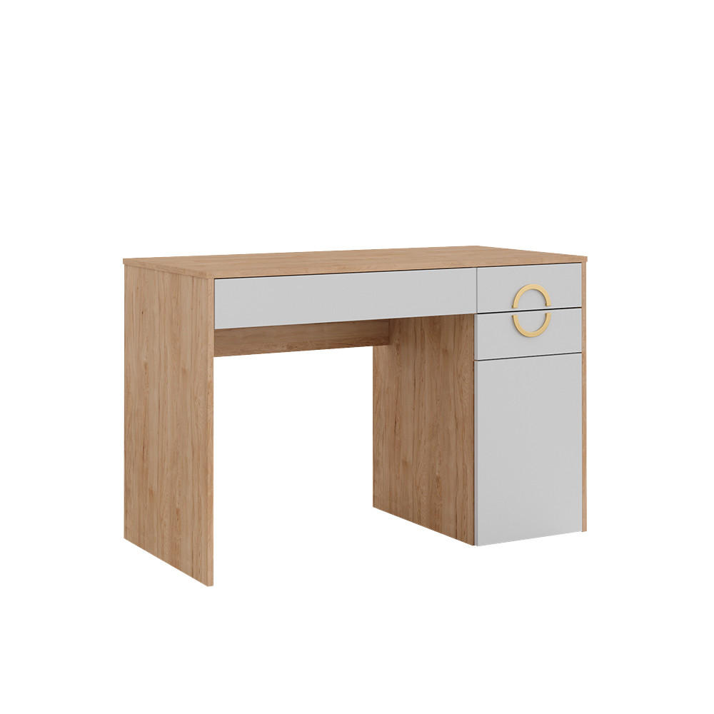 SCHMINKTISCH Adela Natural Rockford Hickory 115 cm mit 3 Schubladen - Weiß/Sonoma Eiche, Holzwerkstoff (55/115/76.4cm) - Vicco