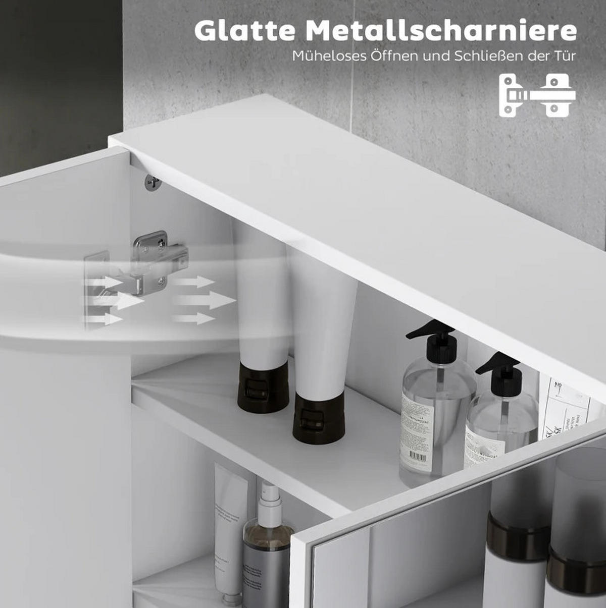 BADEZIMMER Hängeschrank 90x15.5x60 cm Weiß mit 3 Spiegeltüren & 5 Regalen - Weiß, Glas (90/60/15.5cm) - Modfu
