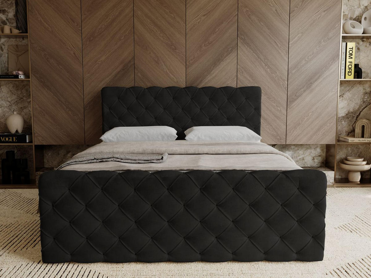 BOXBETT Lunaris 180x200 Schwarz - Schwarz, Holz/Textil (180/200cm) - Graingold