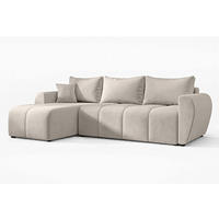 ECKSOFA L Form Malatya Beige 246/145/80 cm stilvolle mit Schlaffunktion L - Beige/Schwarz, Kunststoff/Textil (145/246cm) - AX Living