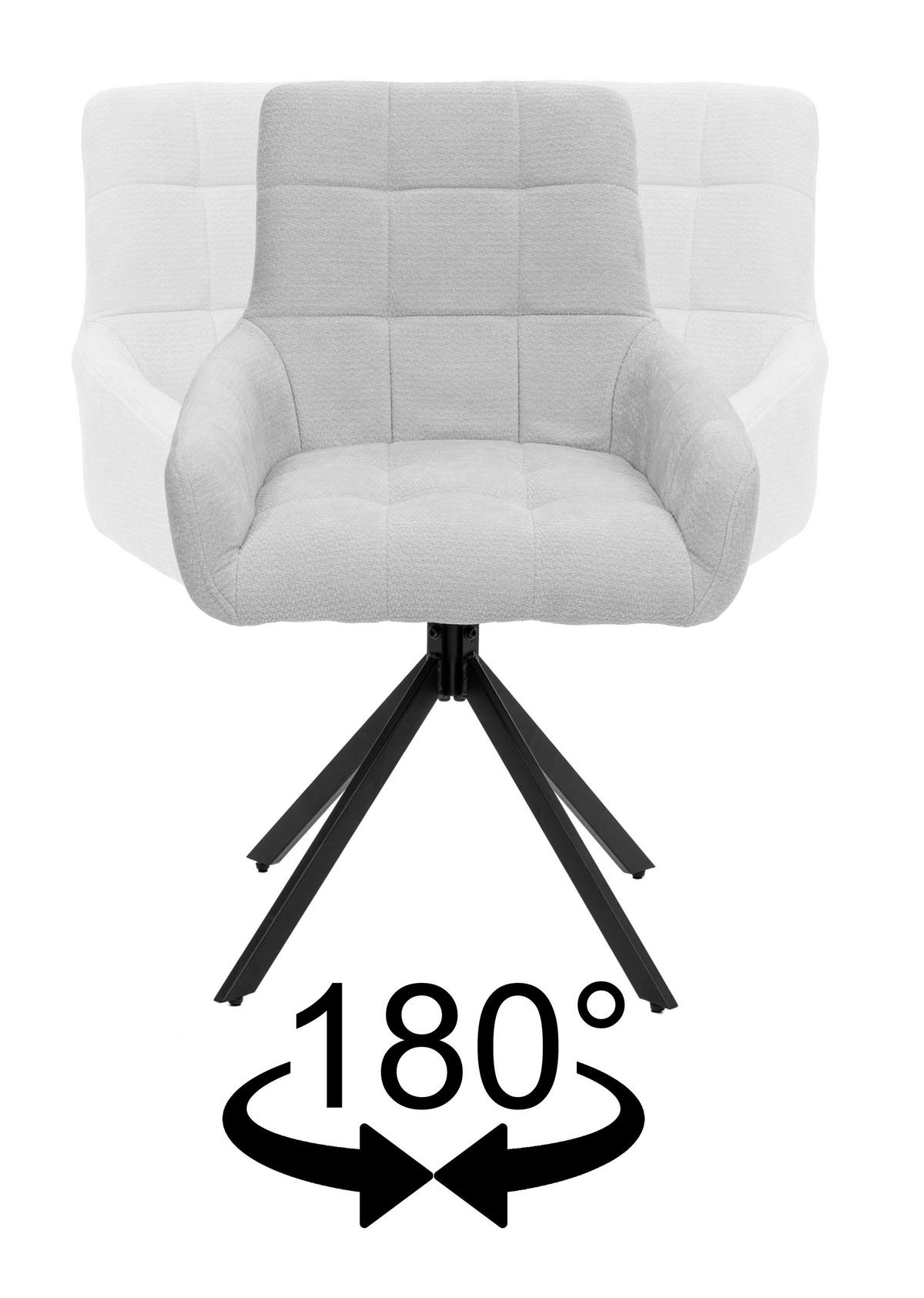 STUHL FUNO drehbar gepolsterter mit Steppung - braun - Chenille - Schwarz/Braun, Textil/Metall (58/87/60cm) - NEW HOME