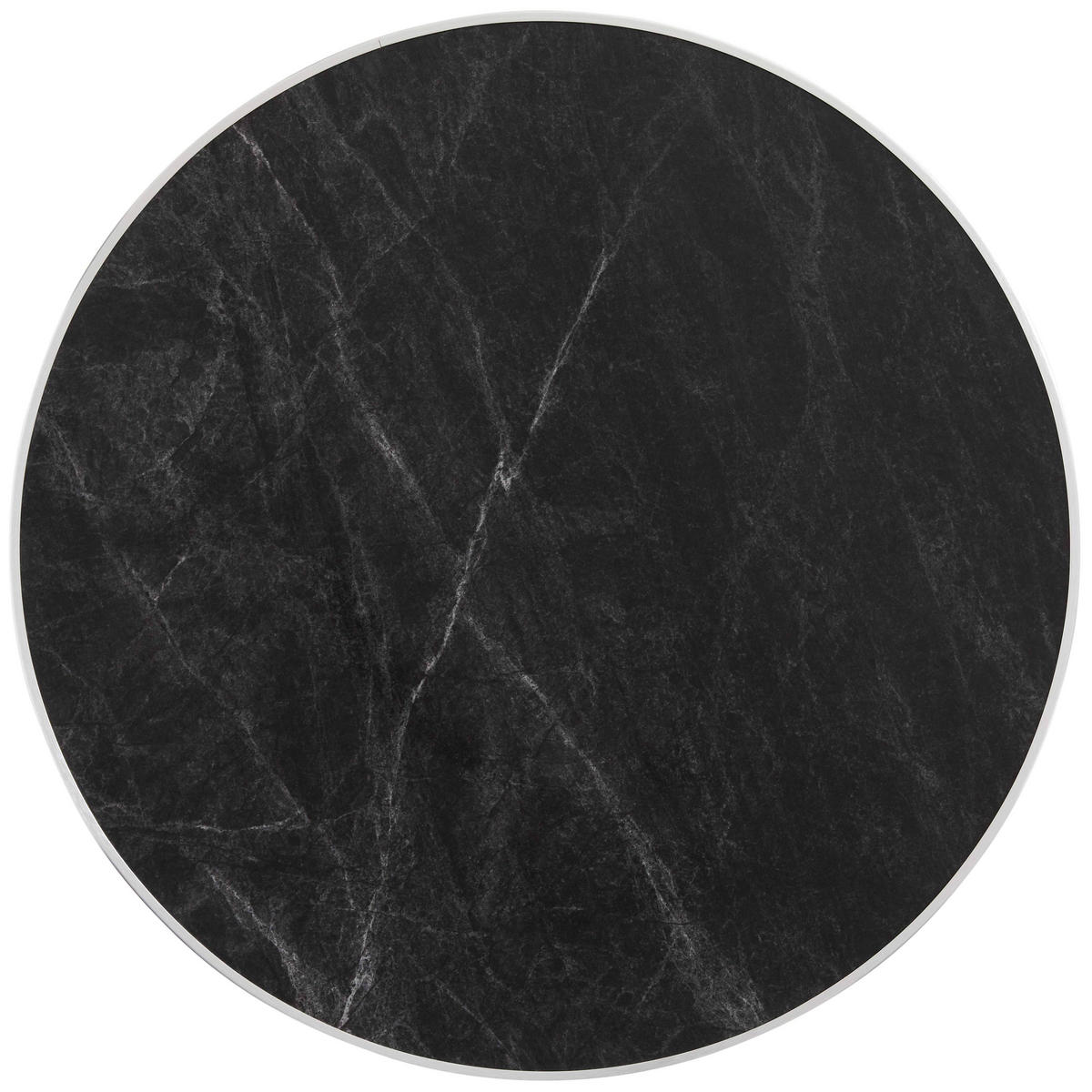 TISCHPLATTE runder 60 cm, Schwarz - Weiß/Grau, Metall (60/2.5/60cm) - Oviala
