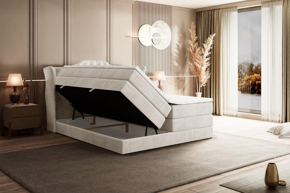 BOXSPRINGBETT VILA KING - 180x200 - H3/H4 - Creme - Creme, Holzwerkstoff (180/200cm) - ALTDECOR