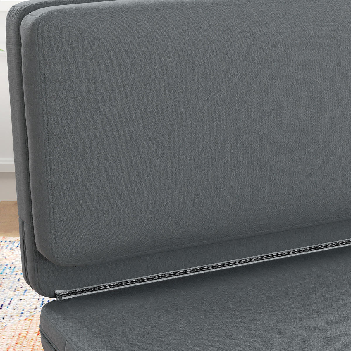 BODENSOFA 3-in-1 Klappbar Schlafsofa mit Samtoptik für Schlafzimmer, Wohnzimmer - Dunkelgrau, Textil (138/10/270cm) - HOMCOM
