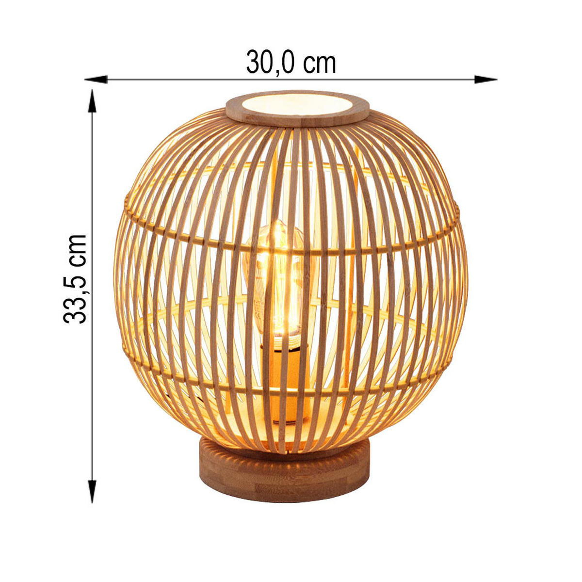 TISCHLEUCHTE Holz Bambus Geflecht Braun - Braun, Holz (30/30/33.5cm)