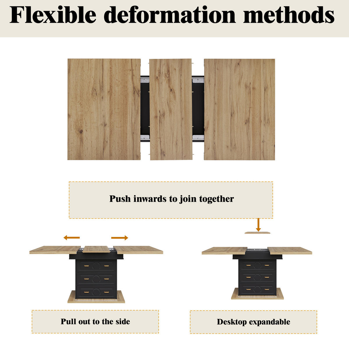 AUSZIEHTISCH 110/80/75 cm Natural Wood aus MDF mit Stauraum und Schubladen - Naturfarben, Holzwerkstoff (110/80/75cm) - OKWISH
