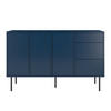 SIDEBOARD Mirka, Marinblau, Push to Open System, Minimalistisch - Schwarz/Dunkelblau, Holzwerkstoff/Metall (130/80/40cm) - Dancan