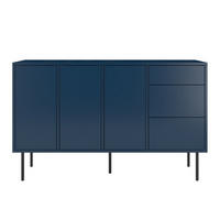 SIDEBOARD Mirka, Marinblau, Push to Open System, Minimalistisch - Schwarz/Dunkelblau, Holzwerkstoff/Metall (130/80/40cm) - Dancan