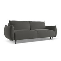 3-SITZER SOFA mit Schlaffunktion Samt Stoff Grau - Dunkelgrau/Schwarz, Textil/Metall (230/86/105cm) - LaMiaSofa