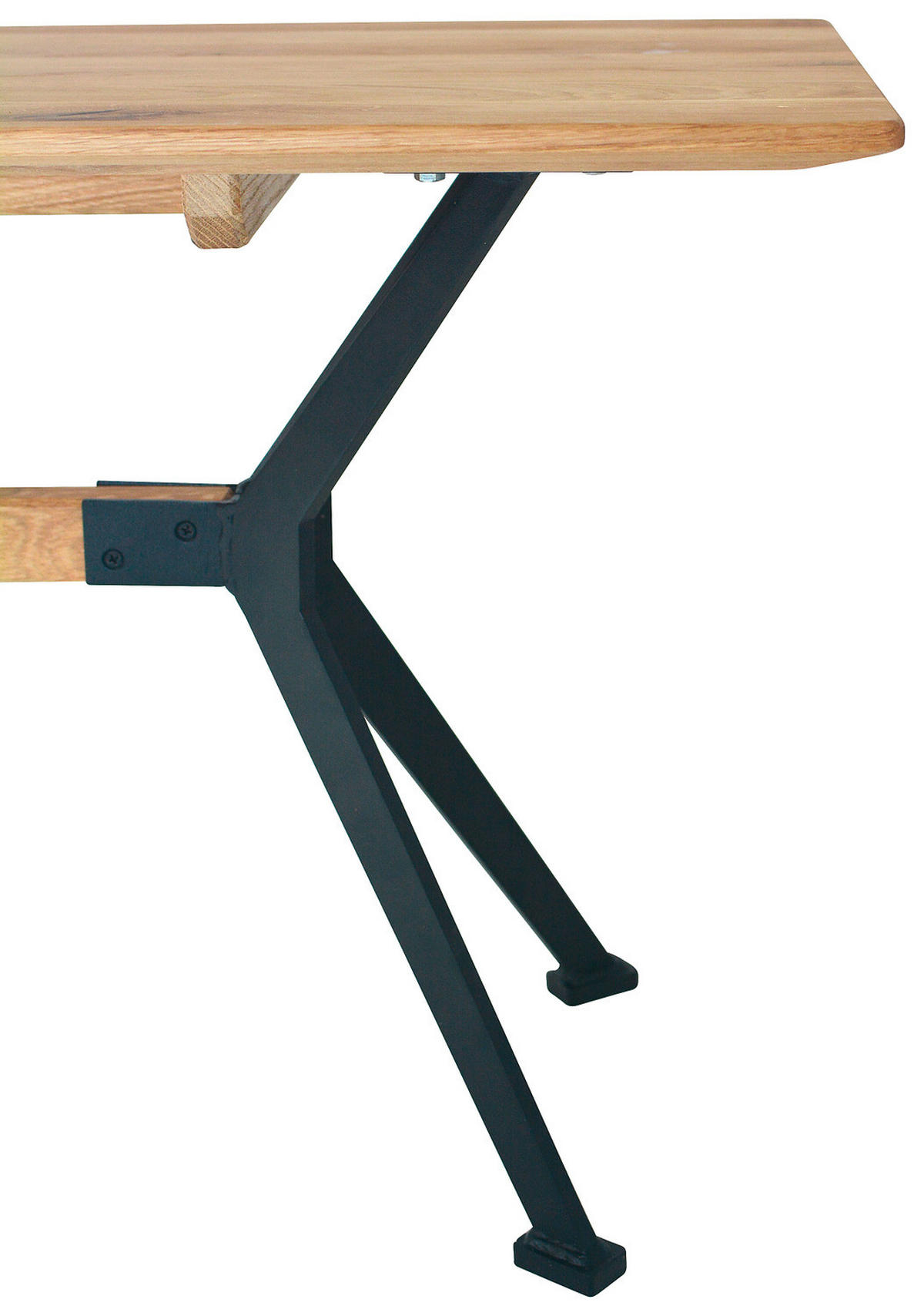 MASSIVE SITZBANK - Eiche massiv / Stahl - Eichefarben/Schwarz, Holz/Metall (160/45/35cm) - home24