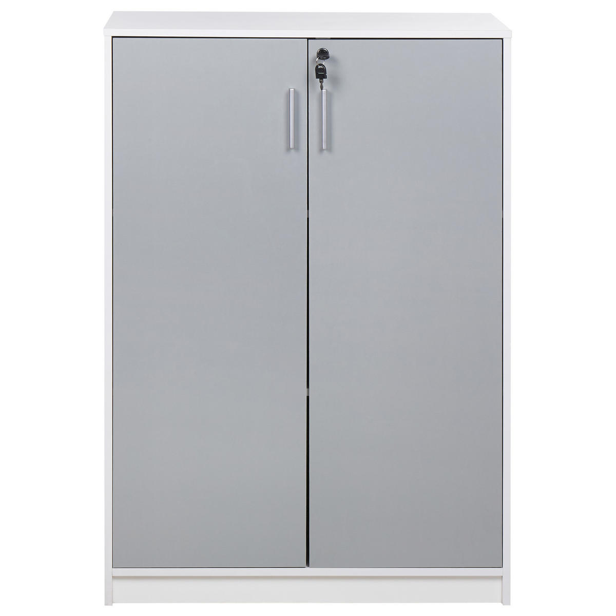 AKTENSCHRANK hellgrau/weiß 117 cm 2 Türen Zehna - Weiß/Grau, Holzwerkstoff (80/117/40cm) - Beliani
