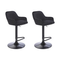 BARHOCKER 2er-Set - Samt & Metall - Höhenverstellbar - Schwarz - ELEANA - Schwarz, Textil (47/106/49cm) - Vente-Unique