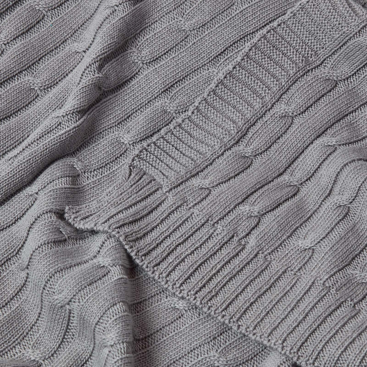 STRICKDECKE 150/200 cm, Baumwolle mit Rautenmuster - Grau, Textil (150/200cm) - Homescapes