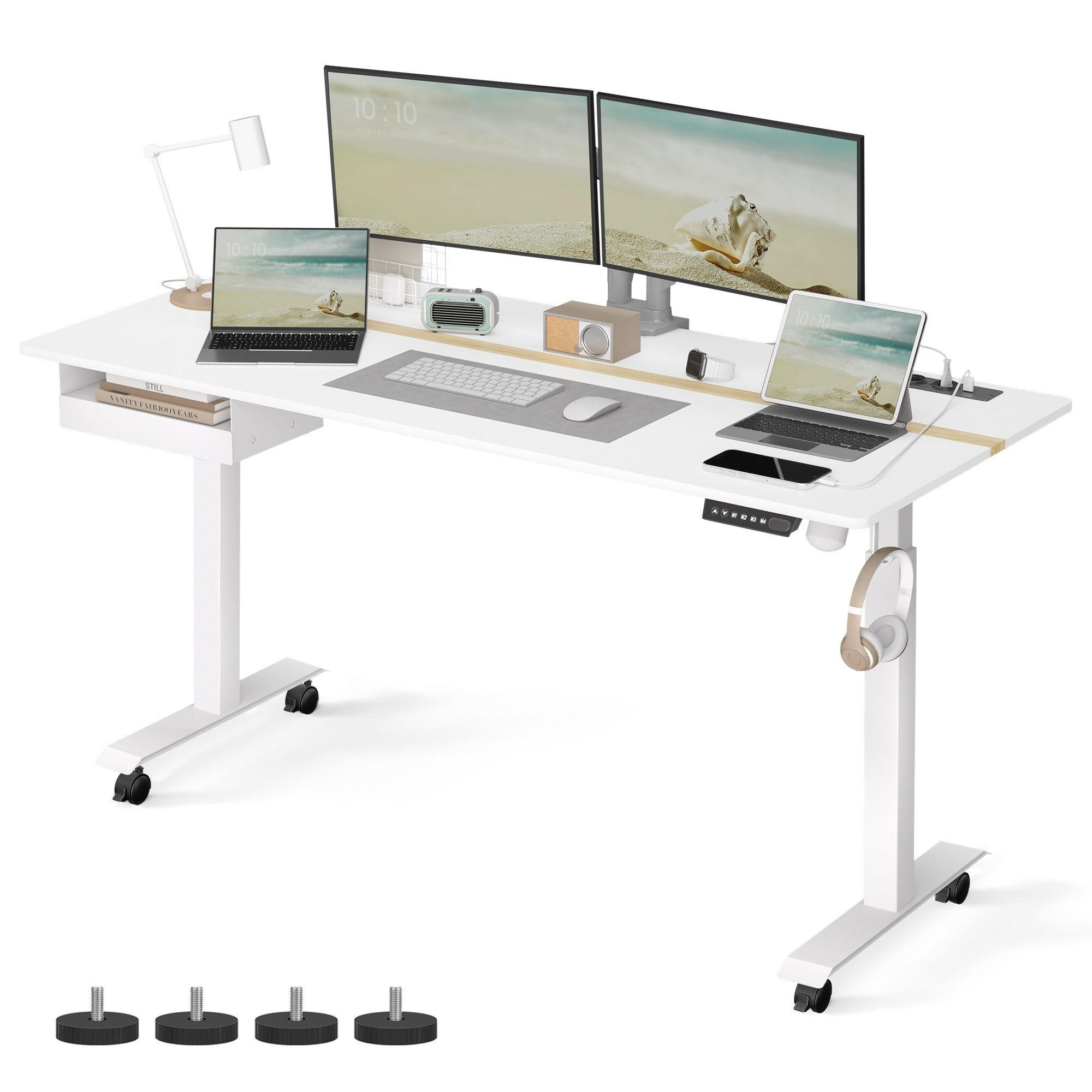 BÜROTISCH Booker - Weiß, Holzwerkstoff (160/60/120cm) - VASAGLE
