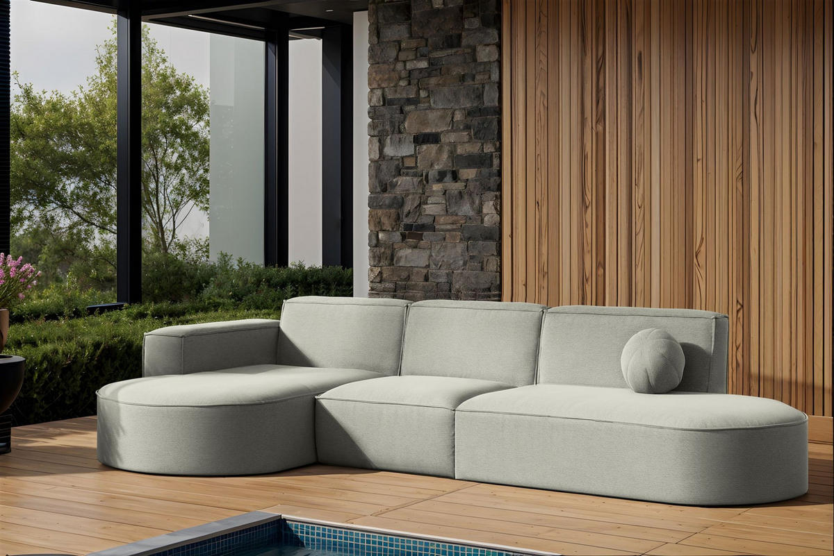 ECKSOFA Sunday - Hellgrau, Holzwerkstoff (296/78/165cm) - Fun Möbel