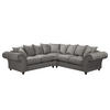 ECKSOFA - Antiklederlook - Dunkelgrau/Braun, Textil (271/90/271cm) - home24